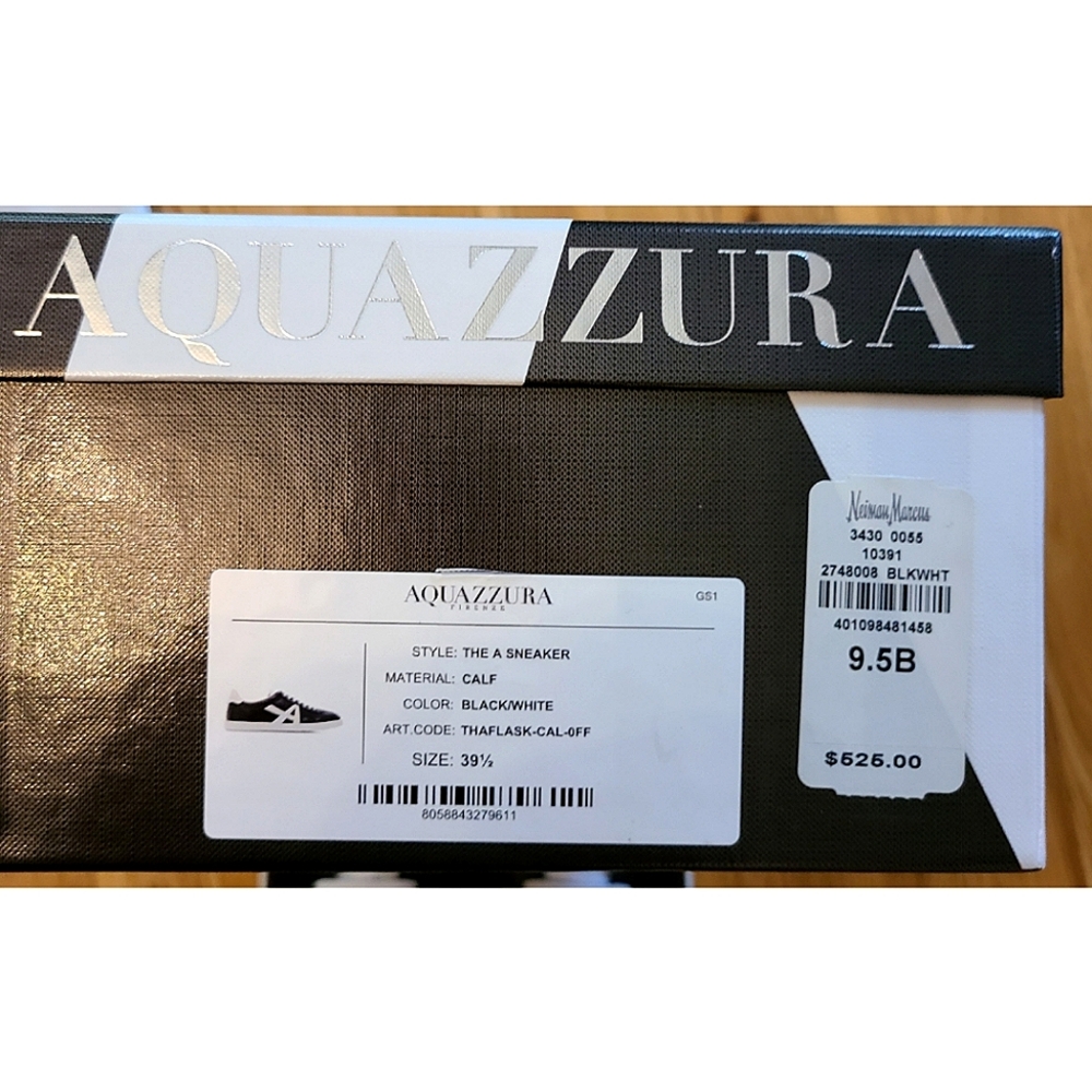 🆕️ Aquazzura The A Sneakers Black White 9.5 Preppy Streetwear Skater Minimalist - Picture 6 of 13